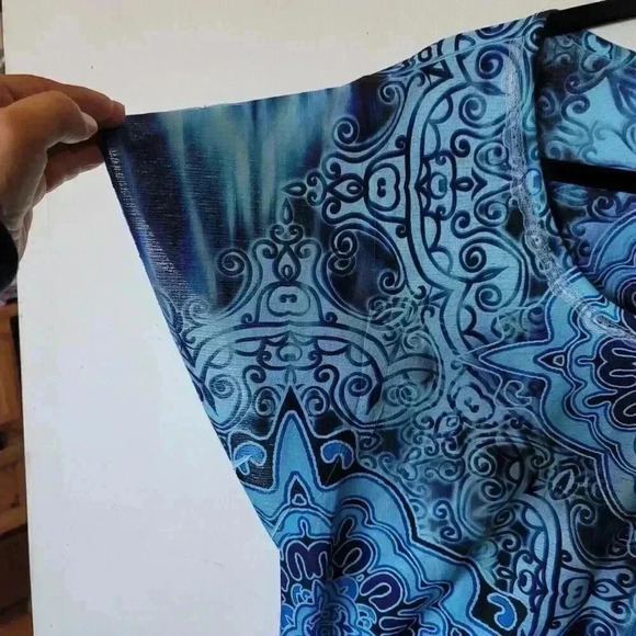 Live And Let Live Boho Blue Mandala A Line Round Neck Blouse Top Size La… - Picture 5 of 11